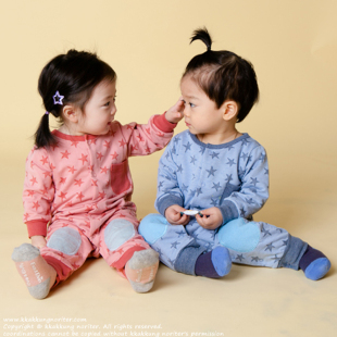 特韩国外贸春秋粉蓝星星连体衣婴幼儿哈衣宝宝爬服外出服新生儿衣