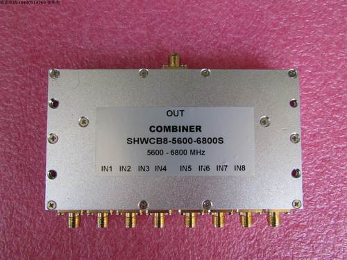 5600-6800MHz 10W SMA RF 射频同轴8路 八合一合路器 频率可定制 厂家承若质量保修1年，请放心购买  型号：SHWPD8-5600-6800S  50欧姆  八合一   9dB 合路器