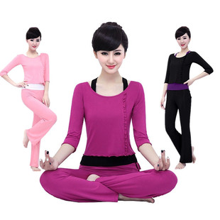 春夏季新款韩版性感粉色瑜伽服套装三件套纯棉女生显瘦跑步健身服