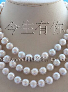 今生有你:天然11MM浅灰色珍珠项链 长款毛衣链（新款）