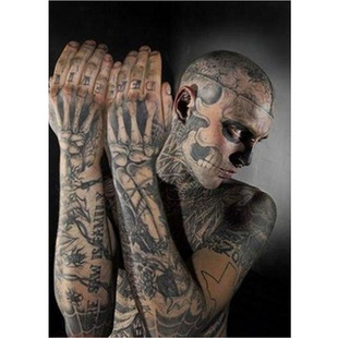 万圣节饰品道具装饰纹身袖套防晒刺青袖套手套无缝越狱骑行袖套男