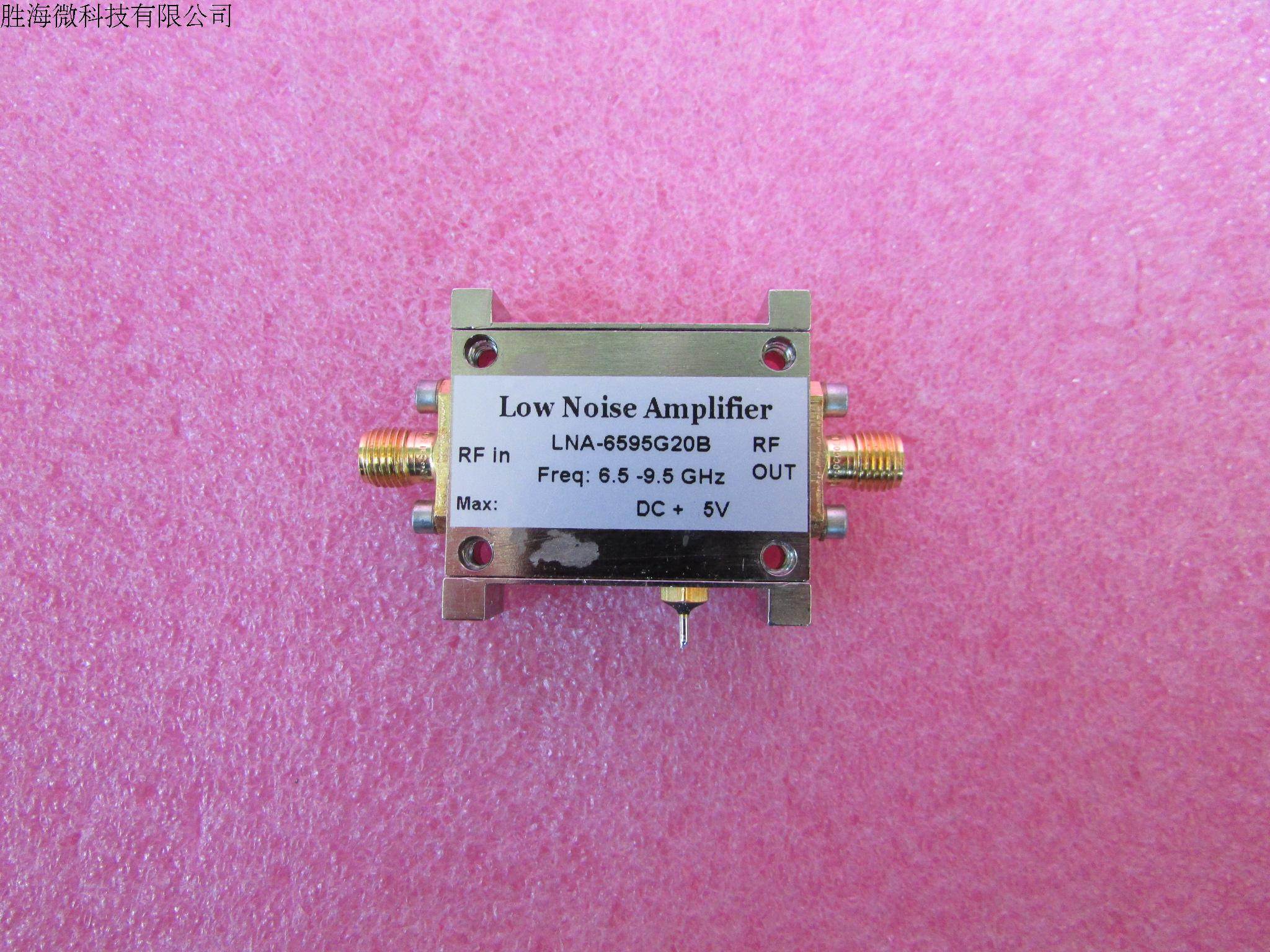LNA-6595G18B 6.5-9.5GHz 20dB SMA射频低噪声放大器 质量包好，包能用  可提供详细测试图 工作频率：6.5-9.5GHz 增益: 20dB 输出功率: 5dBm 工作电压：5V 接头： SMA母 增益测试图片，测试的时候加了 -40dB 衰减器
