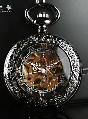 全自动机械怀表复古翻盖男女机械怀表学生怀旧雕花项链表发条挂表