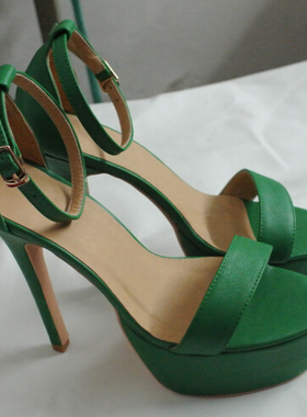 一字绑带真皮凉鞋女夏高跟防水台小码凉鞋30 32 33定做大码女鞋40