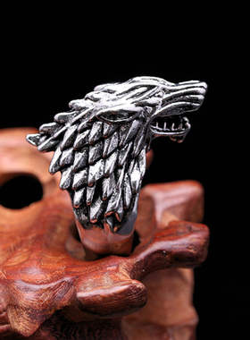 欧美风冰原狼戒指