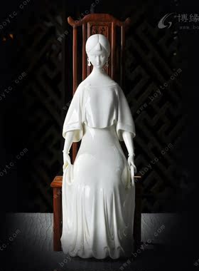 德化陶瓷中式风美女商务人物雕塑