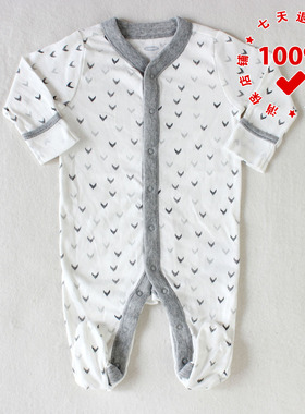 正品OLD NAVY老海军黑白款箭头幼儿连体衣长款包屁爬服纯棉哈衣