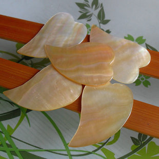 天然黄蝶珍珠贝无孔8*42mm黄贝桃心贴片 DIY饰品配件 手工材料