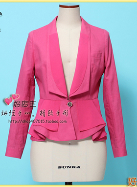 [日单]100%天然麻~棉布衬里,层荷叶摆,橙色/玫红,小西装-S/M/L号