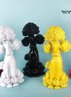 电视柜树脂可爱风贵妇狗软装摆件