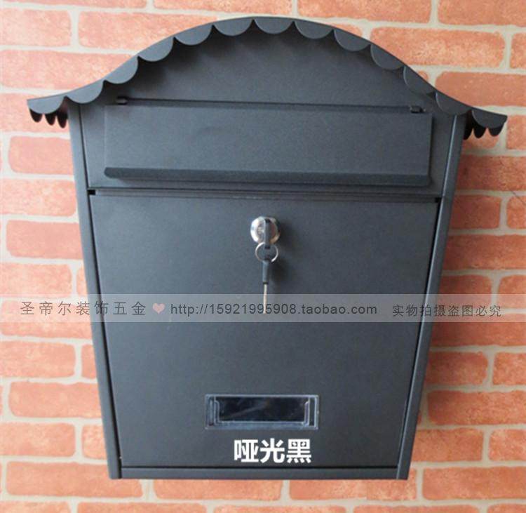 加厚社区心理咨询密码信报箱室外防雨邮箱别墅学校花边弧形 黑色