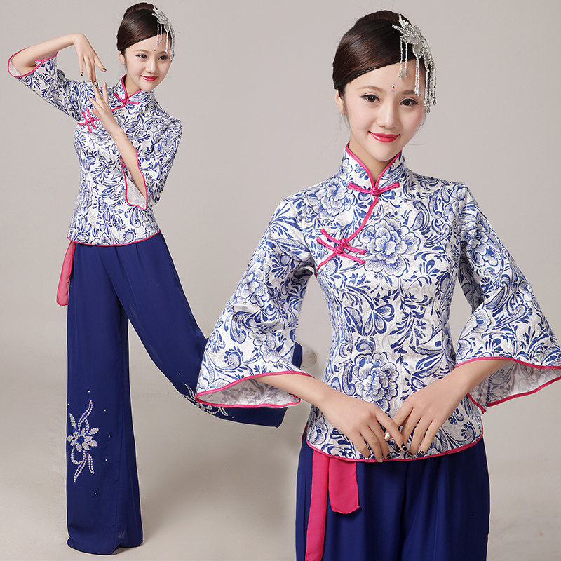 新款民族风秧歌舞演出服广场舞服民族服装/舞台装