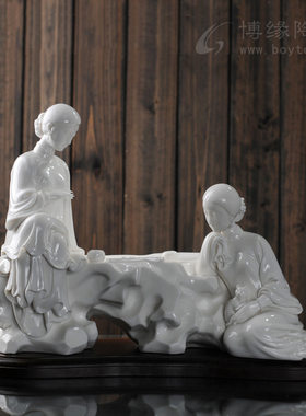 德化白瓷古典风美女摆件人物雕塑