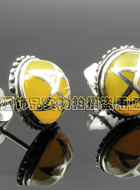 紫烟促销 925银原版 大号Alex Streeter黄色五芒星耳钉(单只)