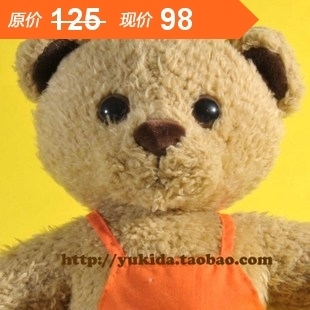 正版Teddybear日本围裙面碗君泰迪熊 可爱毛绒布艺类玩具公仔