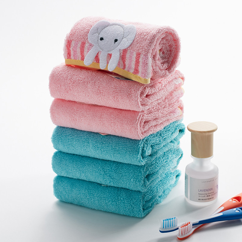 金号纯棉儿童毛巾柔软吸水童巾 卡通可爱宝宝婴儿擦脸小面巾4条装