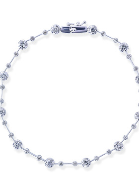 限时限量tsutsumi日本代购100分1克拉钻石14K白金女手链手镯群镶