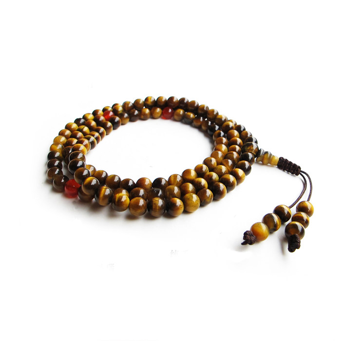 天然黄虎眼石108粒佛珠手链 多圈念珠手串 108粒黄虎眼石手链