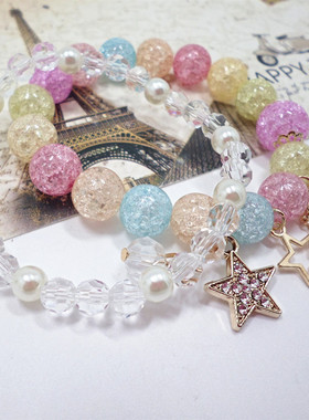 白水晶手链星星珍珠手串手饰品