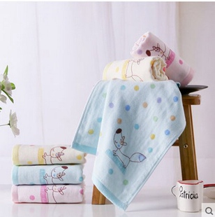 金号纯棉小毛巾全棉双层纱布无捻童巾T1068柔软吸水可爱卡通T1067