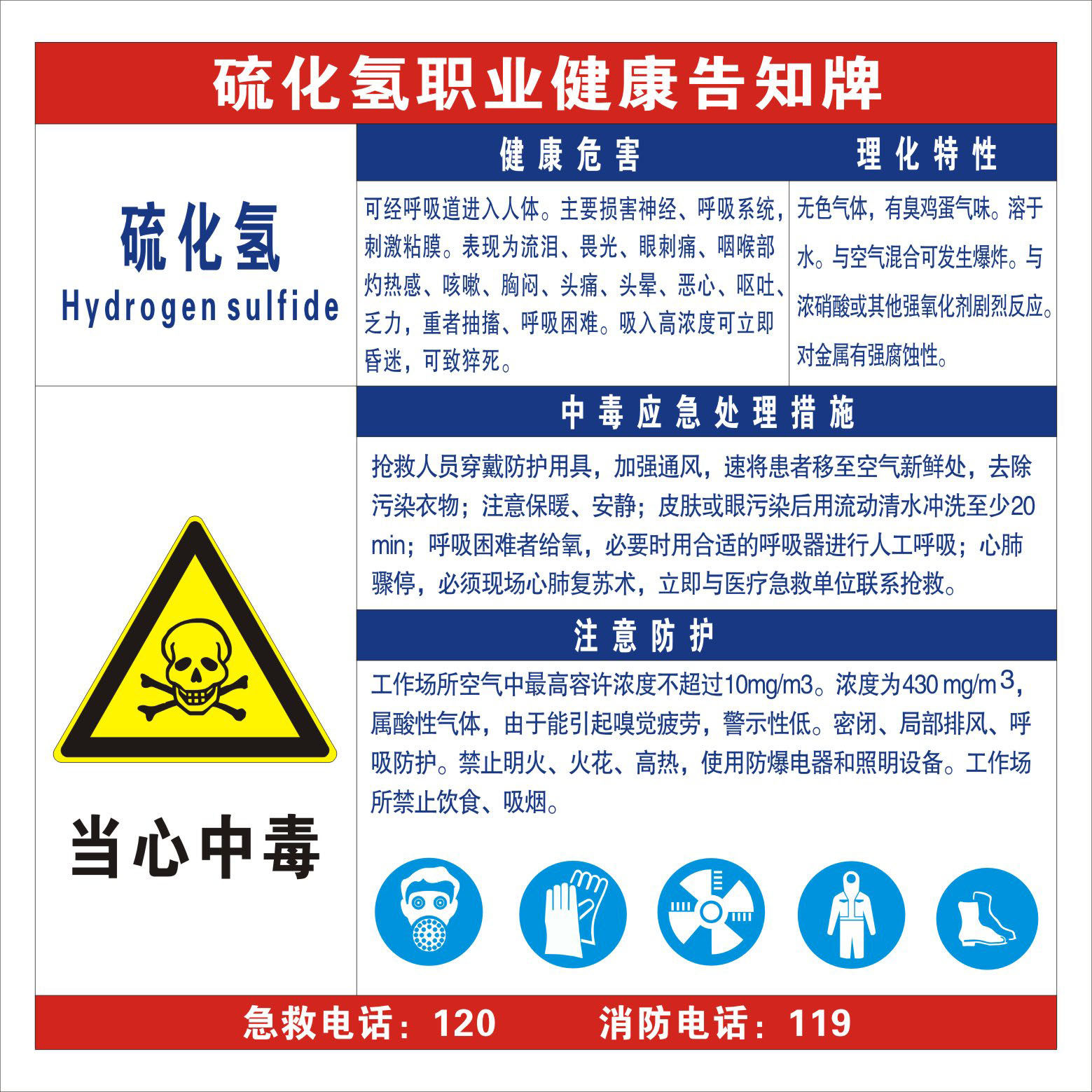 740海报印制写真喷绘340化学物当心弧光危害告知卡硫化氢标示图片