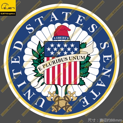 美国参议院个性新防水款徽章贴纸车贴飞行箱贴笔记本贴