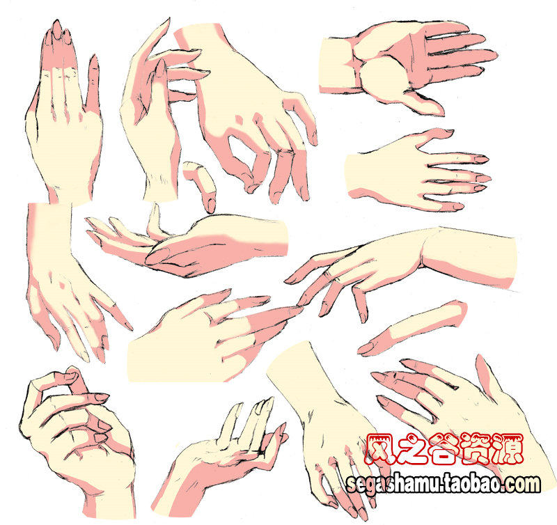 超值 美术动漫绘画游戏设计参考素材 手的绘法 画法合集