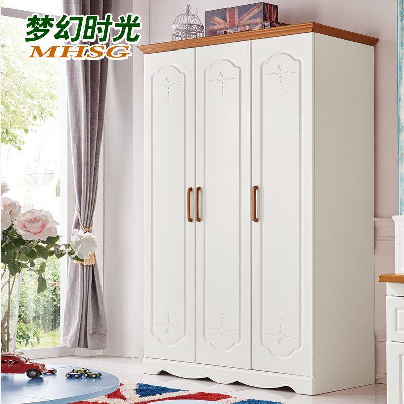 地中海三门衣柜 儿童实木3门衣柜 田园衣柜 青少年储物衣橱D86-07|msdalam kategori perabot kediaman, kabinet, almari pakaian - dari Buy2taobao.com untuk memberikan perkhidmatan ejen Taobao profesional membeli