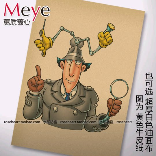 神探加杰特 儿时动漫 怀旧复古老海报 装饰画芯 牛皮纸海报