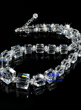 欧美夸张透明白色方形女新娘项链