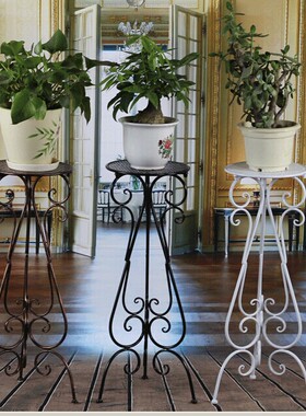 欧式铁艺花架落地式花几室内客厅单层绿萝花盆架白色吊兰花架包邮