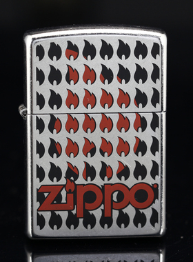 ZIPPO原装正品打火机 美版花沙 经典红黑zippo火焰标志 专柜正版