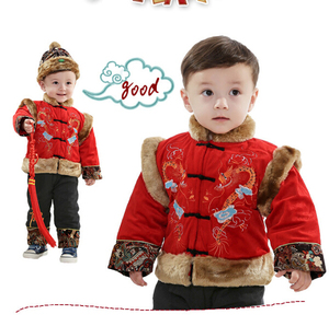 断码捡漏~男宝新年唐装纯棉刺绣拜年服国风棉衣3件套冬季加厚棉服