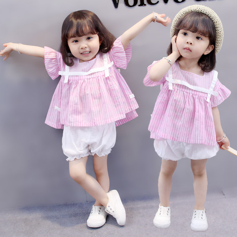 女童1夏裝0女寶寶衣服2夏季3歲嬰兒童裝4幼兒小童洋氣套裝韓版潮5
