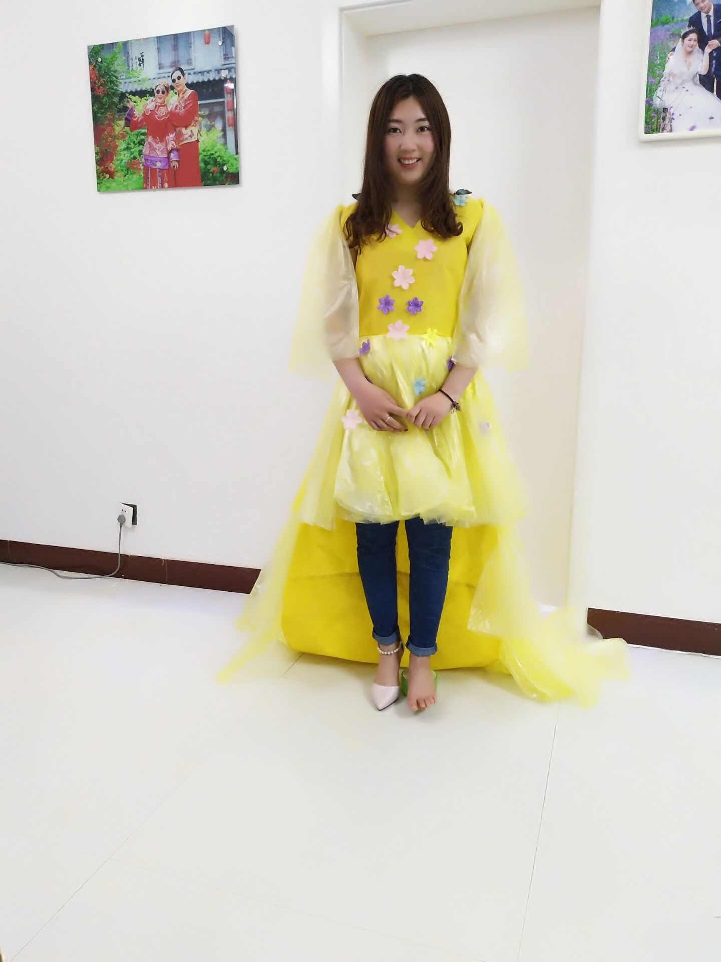 儿童环保衣服装学生时装秀演出服幼儿园服装成人走秀亲子装走秀裙