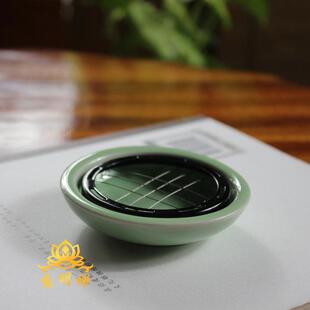 双色金属碳架+龙泉瓷碳盘组合 钢丝架 空熏燃碳用碳架 烧炭熏香架