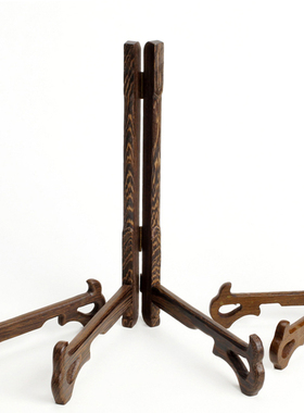 鸡翅木实木支架陶瓷盘普洱茶茶饼