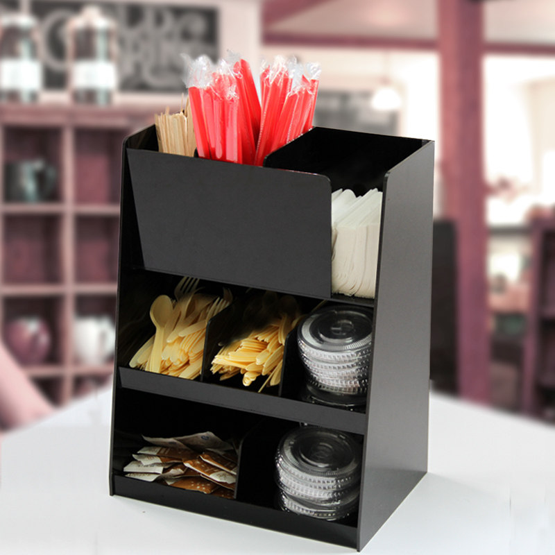 黑塑料亚克力一次性水杯架子纸杯架收纳盒 取杯器奶茶咖啡店用品
