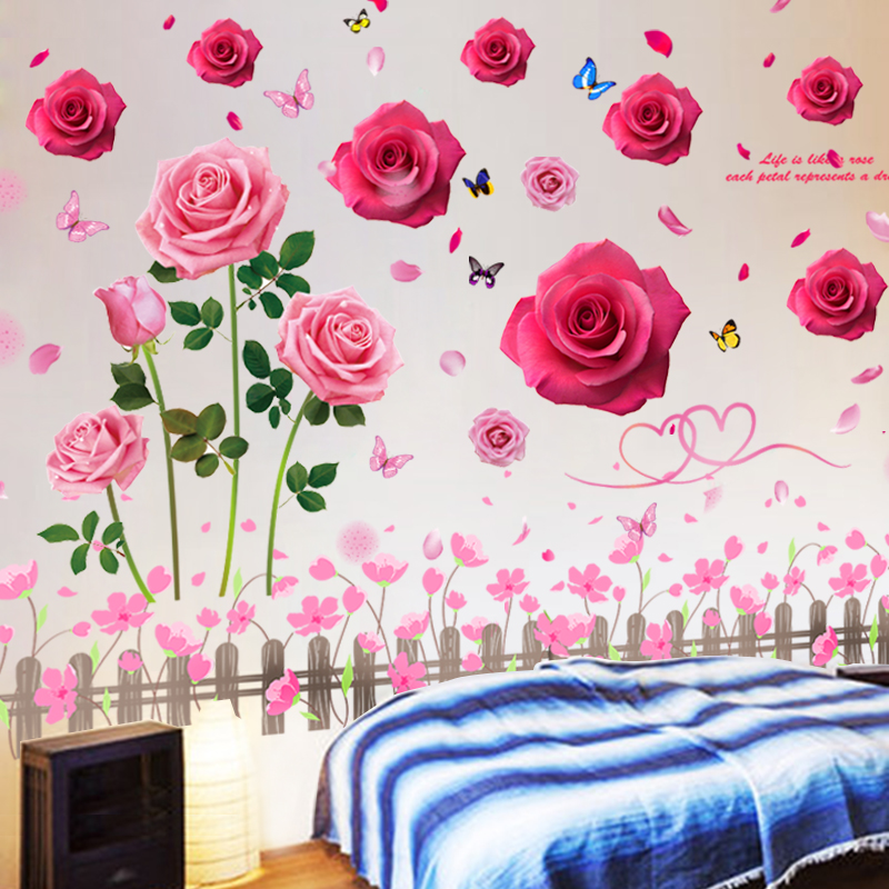 3D立体温馨墙贴纸贴画卧室墙面背景装饰墙花床头壁纸墙画墙纸自粘