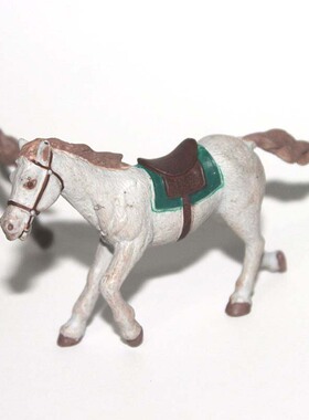 safari 仿真农场动物模型玩具场景摆件 带马鞍的灰色战马