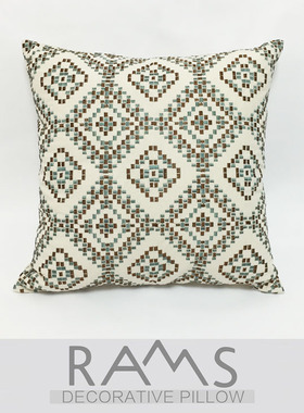 简约现代抱枕全棉九宫格方枕几何绣花靠包新古典样板房沙发大靠垫