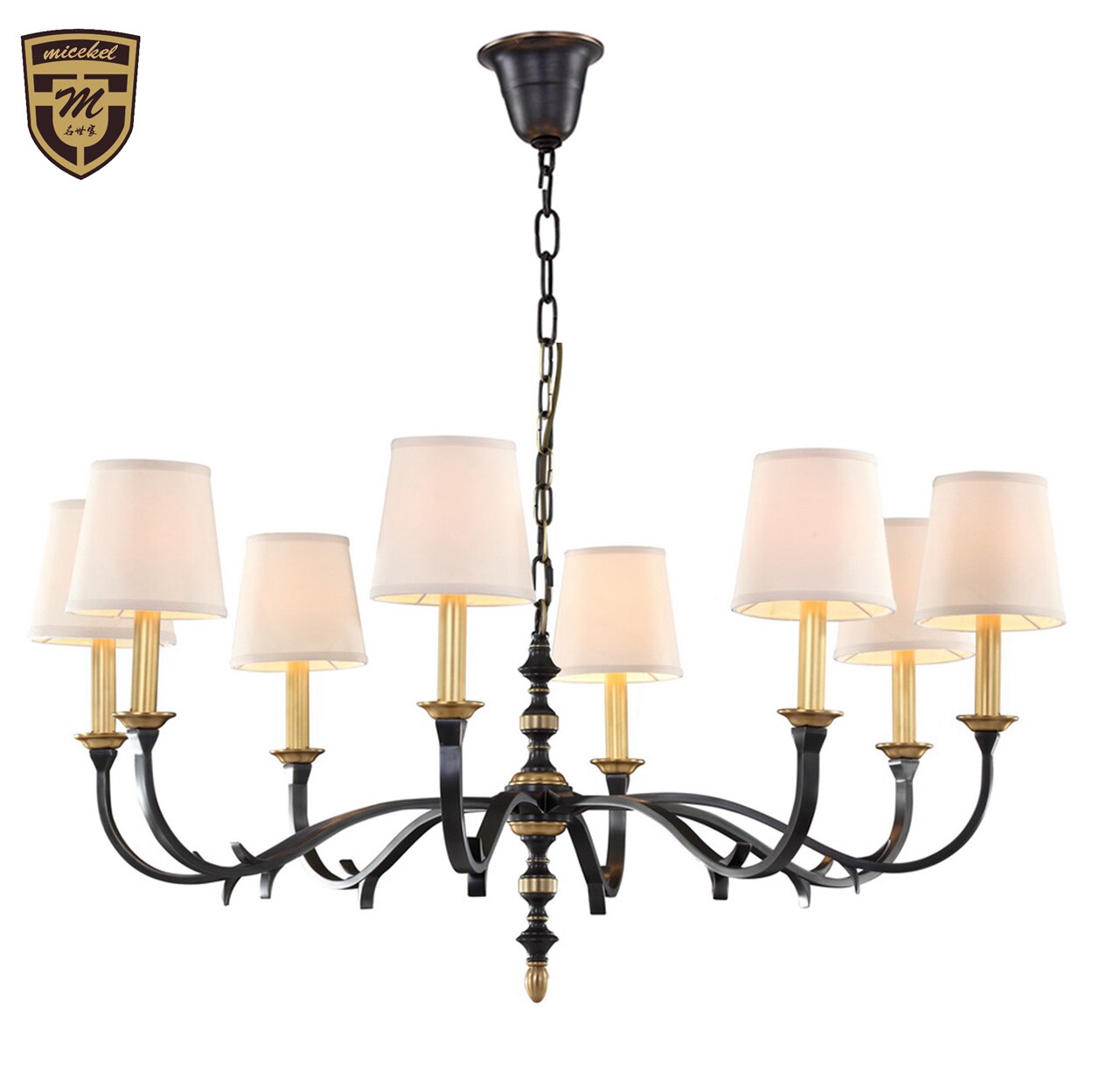 出口美式纯铜吊灯 高档简美灯饰全铜吊灯 北欧客厅餐厅黑色铜吊灯