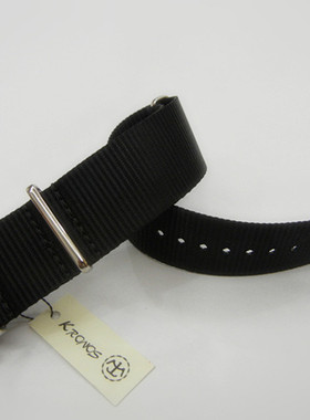 26mm NATO 北约帆布尼龙表带 黑色 合时尚风格 户外潜水手表