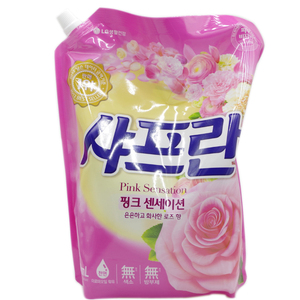 韩国进口LG日化正品舒福蓝衣物柔顺剂玫瑰香防静电2100ml袋装