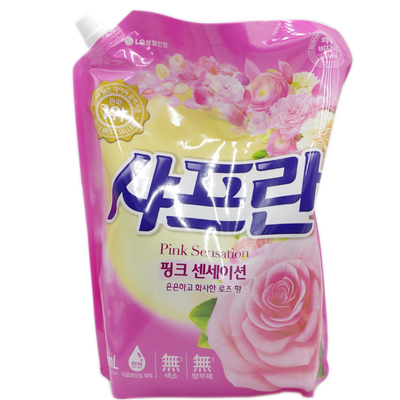 韩国进口LG日化正品舒福蓝衣物柔顺剂玫瑰香防静电2100ml袋装