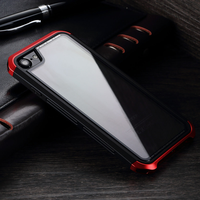 Luphie Nunchaku Airframe Metal Frame Air Barrier Tempered Glass Back Case Cover for Apple iPhone 6S/6 & iPhone 6S Plus/6 Plus