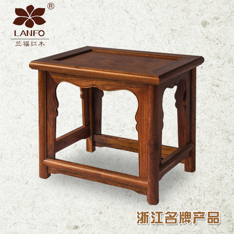 兰福红木家具大果紫檀凳子 仿古小方凳 缅甸黄花梨实木板凳长方凳