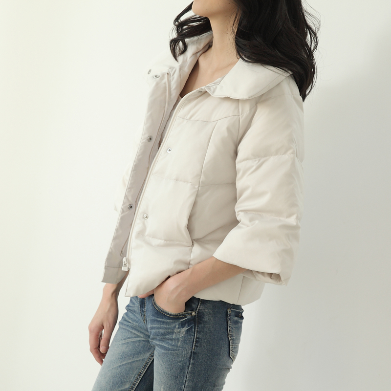 斗篷型坎肩七分袖短款羽绒服