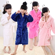 Flannel pyjama mùa thu và mùa đông san hô nhung đồ ngủ nhà phục vụ của phụ nữ áo choàng dày yukata nữ ấm áp - Night Robe