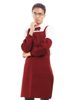 新品男士帆布面料袖套+H背带围裙套装 20120职业工作围裙 可定制